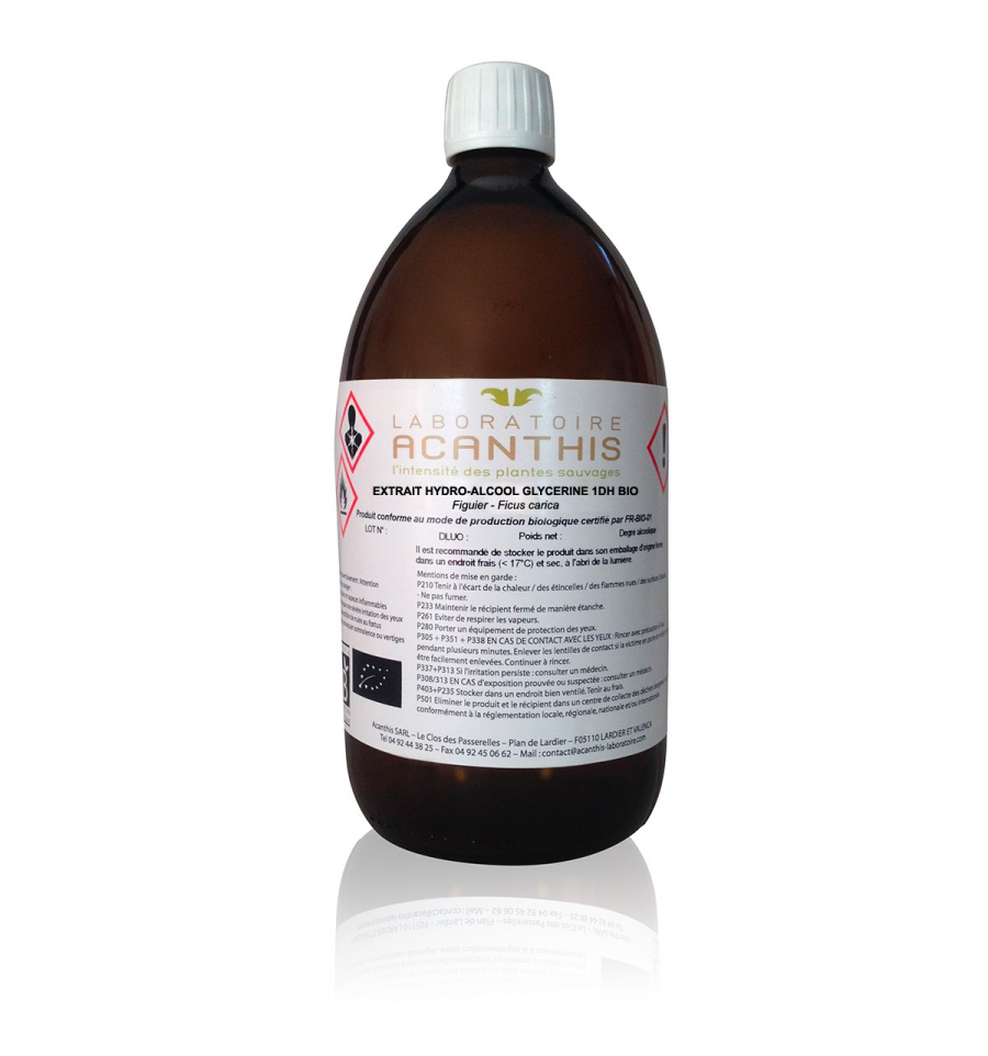 Extrait hydro-alcoolique glycériné 1DH de Figuier BIO en flacon